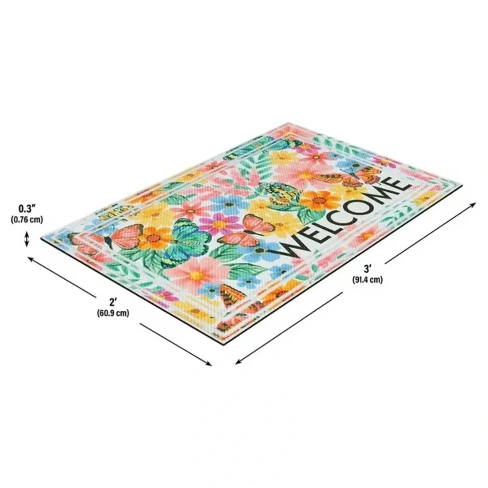 Sweet Butterflies Welcome Indoor/Outdoor Doormat, 2' x 3'